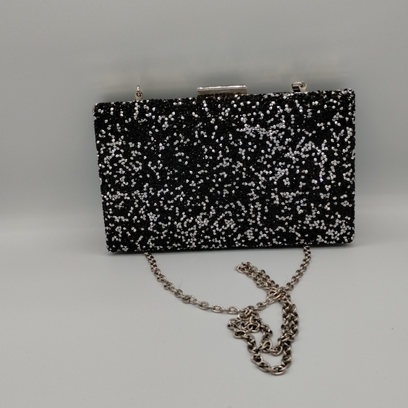 Women's black glitter clutch bag - Picture 13 of 13